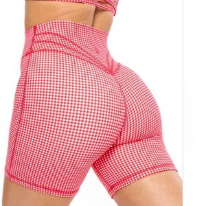 BuffBunny Red Checkered Bike Shorts
